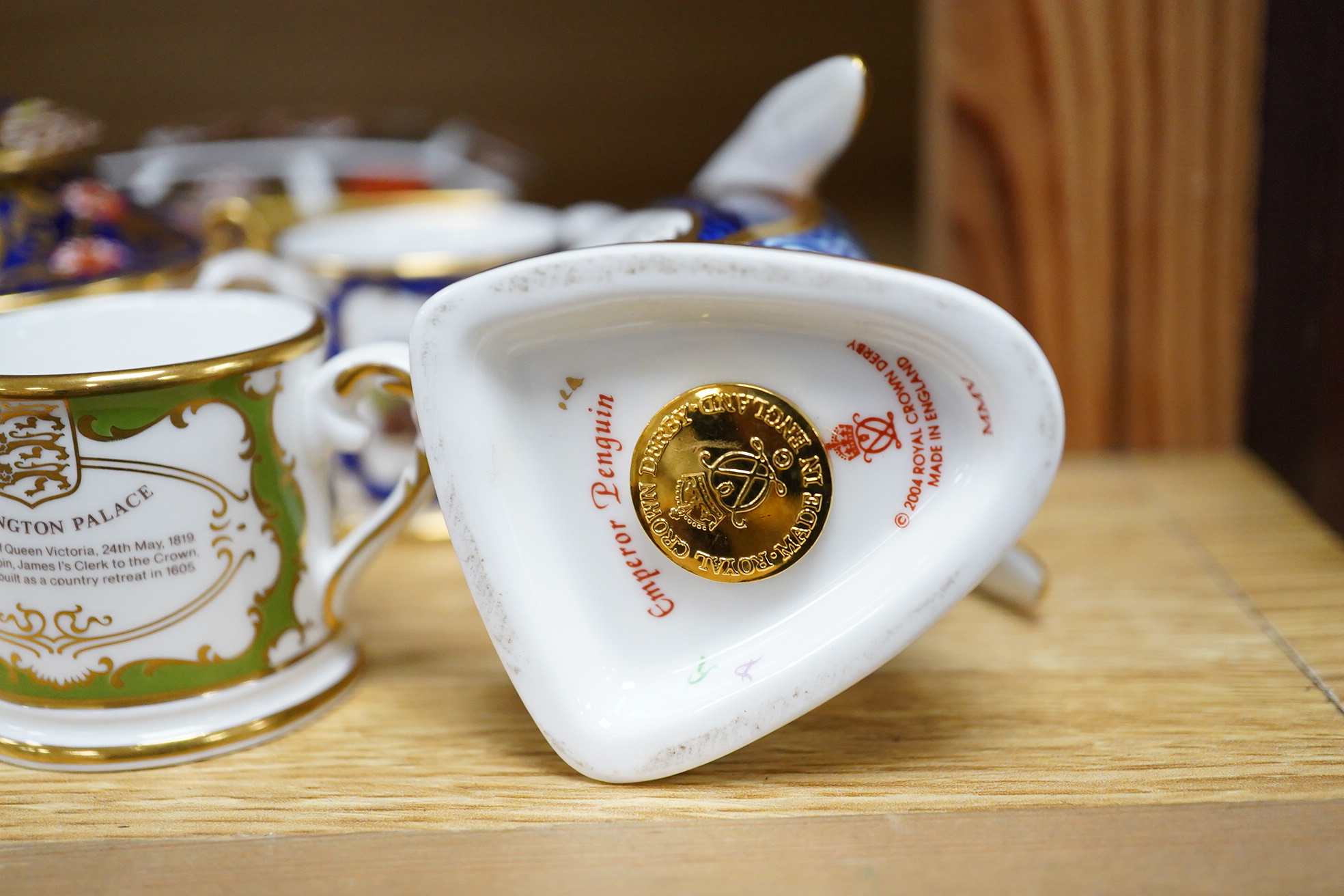 Six small Copenhagen figures, a Derby penguin and four other items